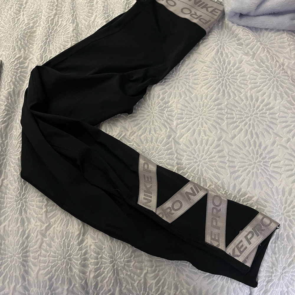 Nike Black and Gray Leggings with Chevron Accents